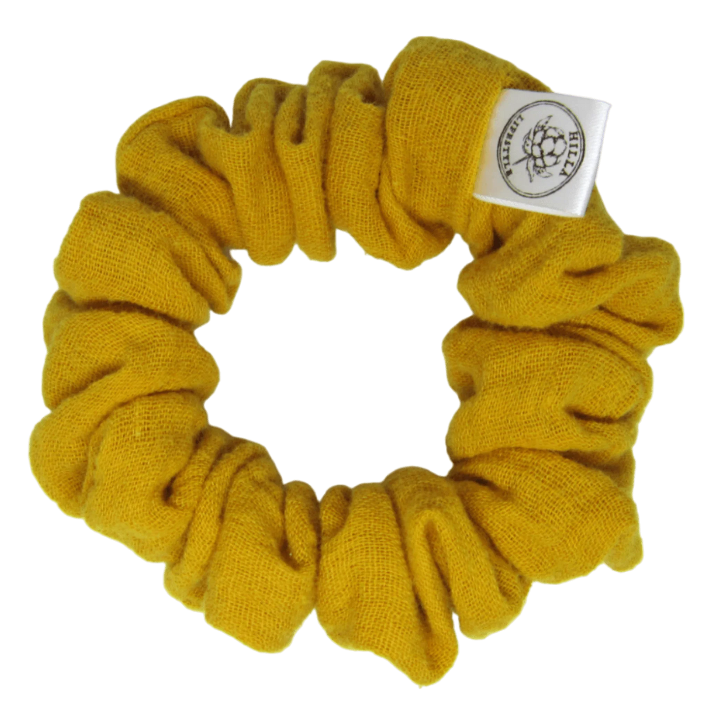 Mini, Musliini - Hilla Lifestyle - Mini Keltainen harso scrunchie