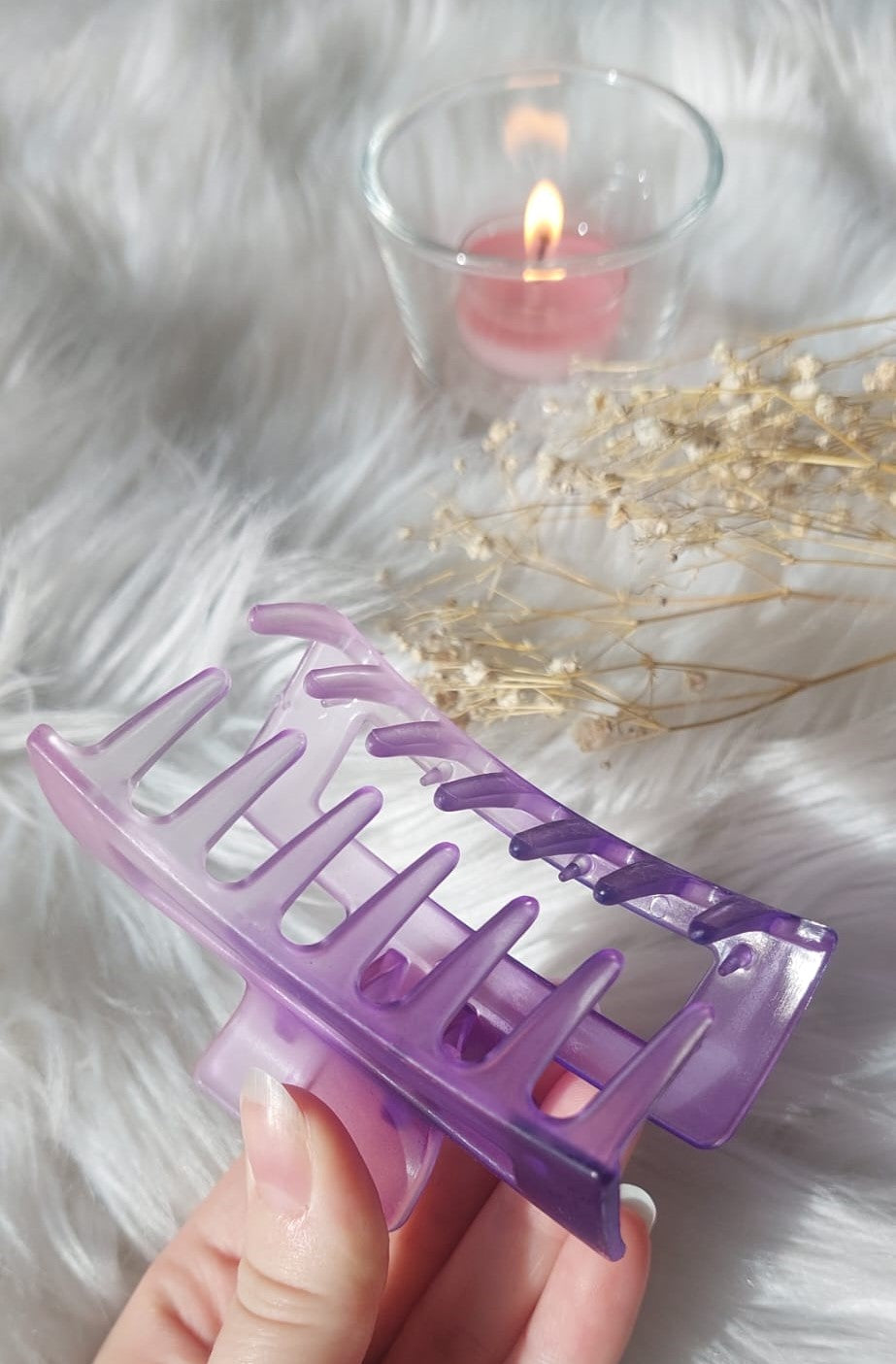 Hiusklipsi lila-violetti matta 8cm 2-laatu