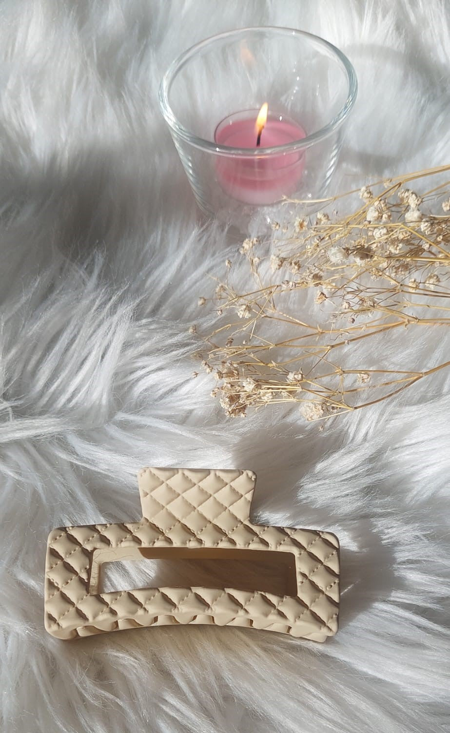 Hiusklipsi Kuvioitu Beige 8cm
