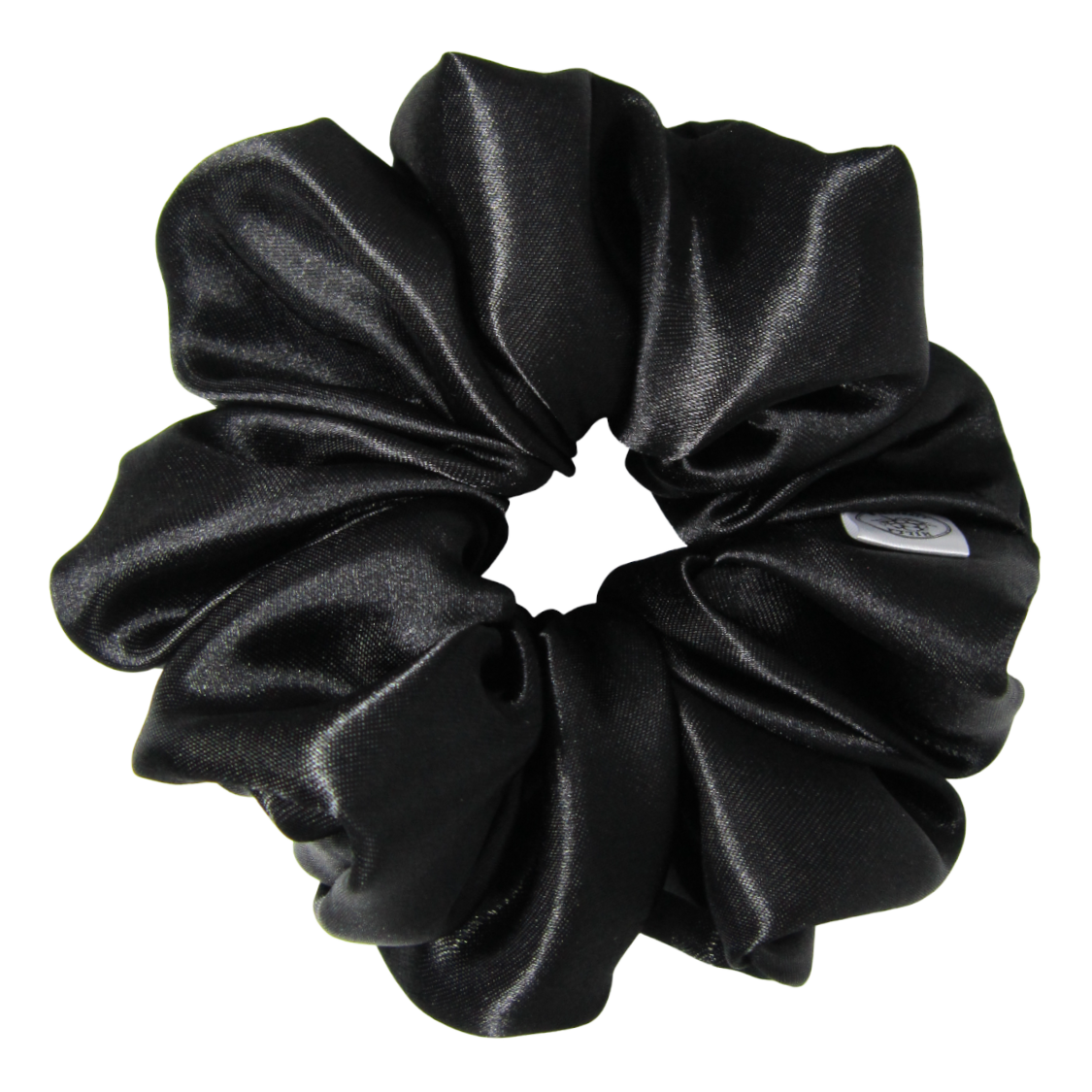 Musta Satiini Scrunchie