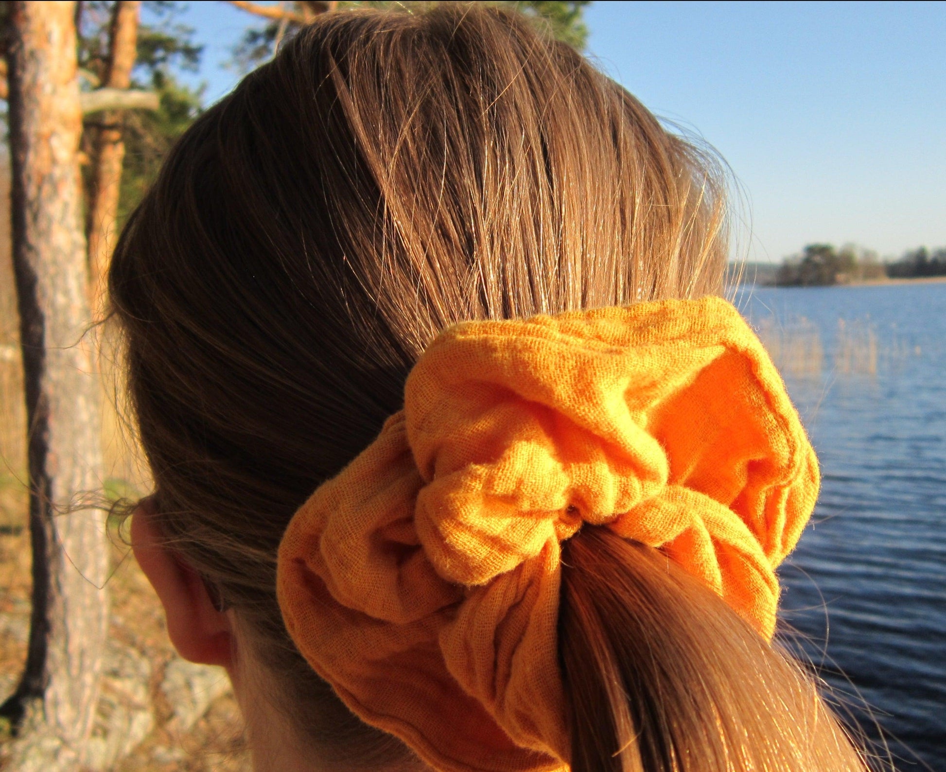 Musliini, XXL - Hilla Lifestyle - XXL Keltainen harso scrunchie