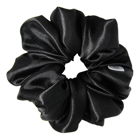Musta Satiini Scrunchie
